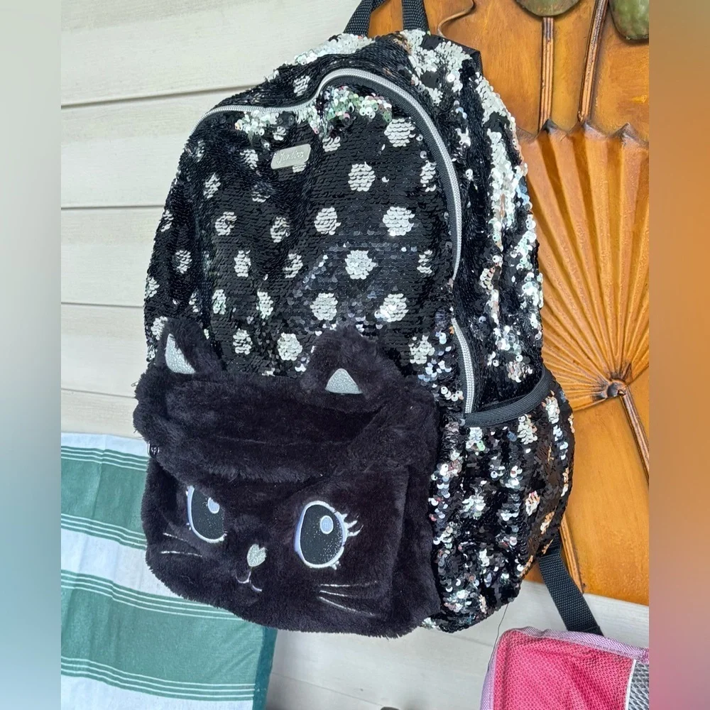 Justice Girls Cat Kitty Flip SEQuin Backpack